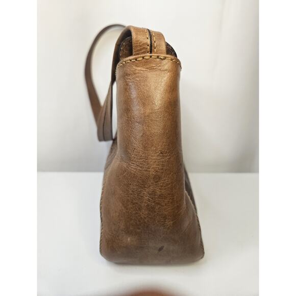 Vintage Brown Leather Tooled Floral Purse - Flap Snap Closure Rugero Horse Roses - Picture 5 of 16